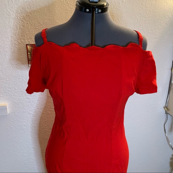 Tatyana Red Wiggle Bardot Dress - Picture 4 of 10